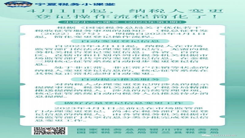 【稅務課堂】4月1日起，納稅人變更登記操作流程簡化了！